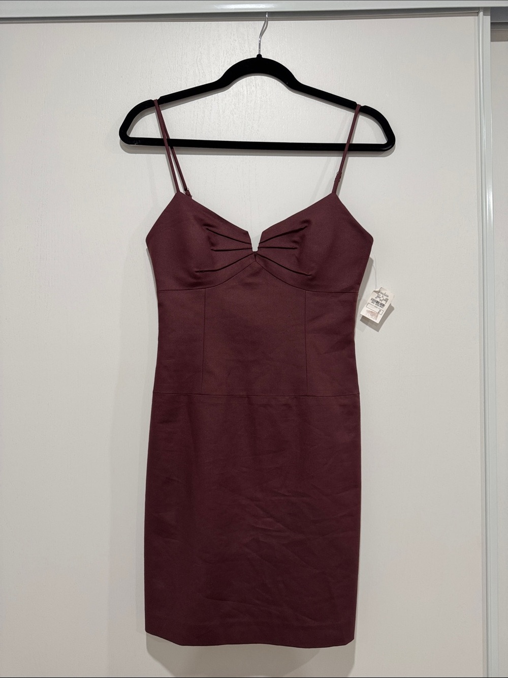 Black Halo Burgundy Spaghetti-Strap Mini Dress